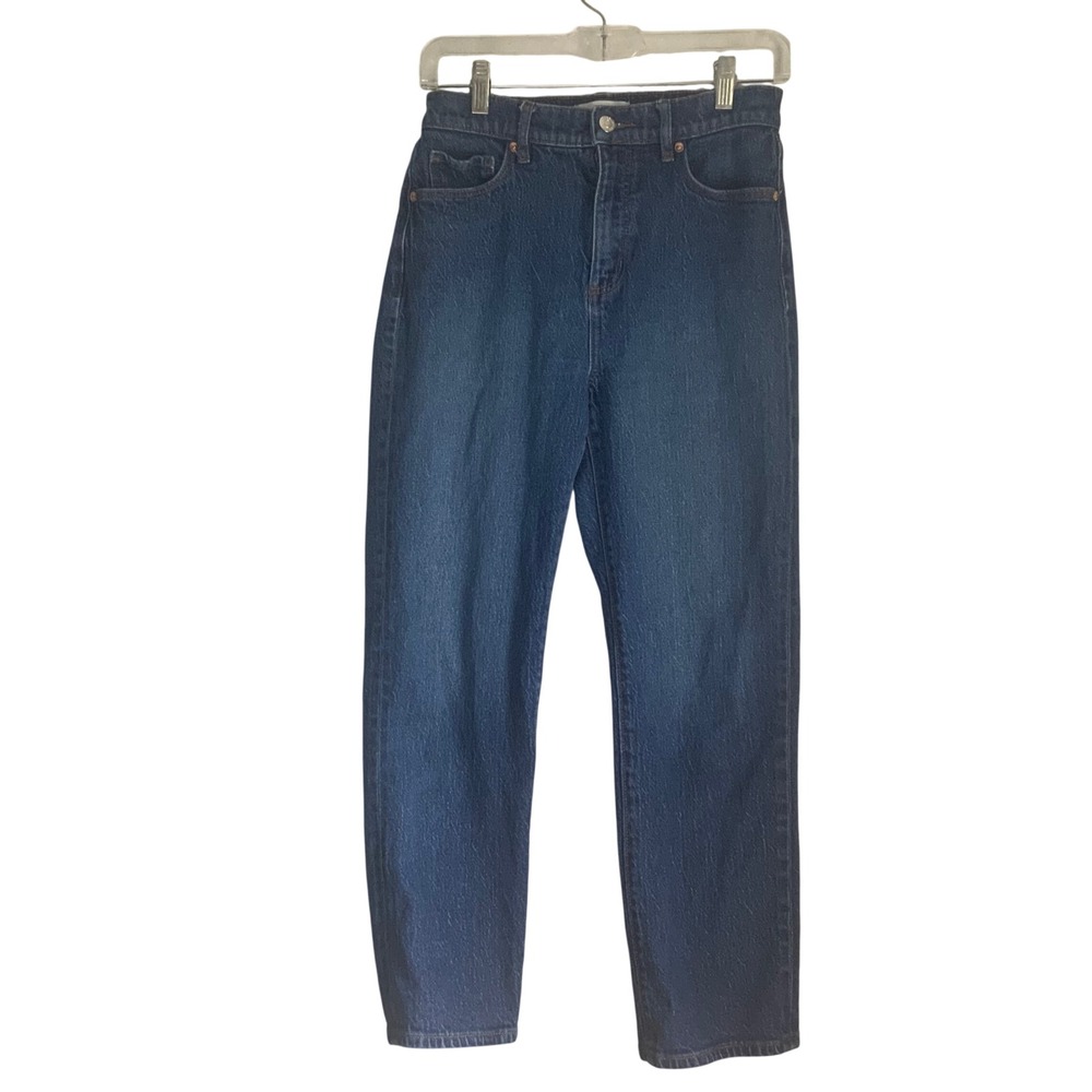 LOFT High Rise Straight Leg Jeans Dark Wash Size 2 26 Cotton Lyocell Blend